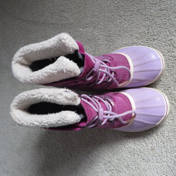 Sorel Little Girl Waterproof Winter Snow Boots Size 3 Purple Snowflake - Picture 6 of 9